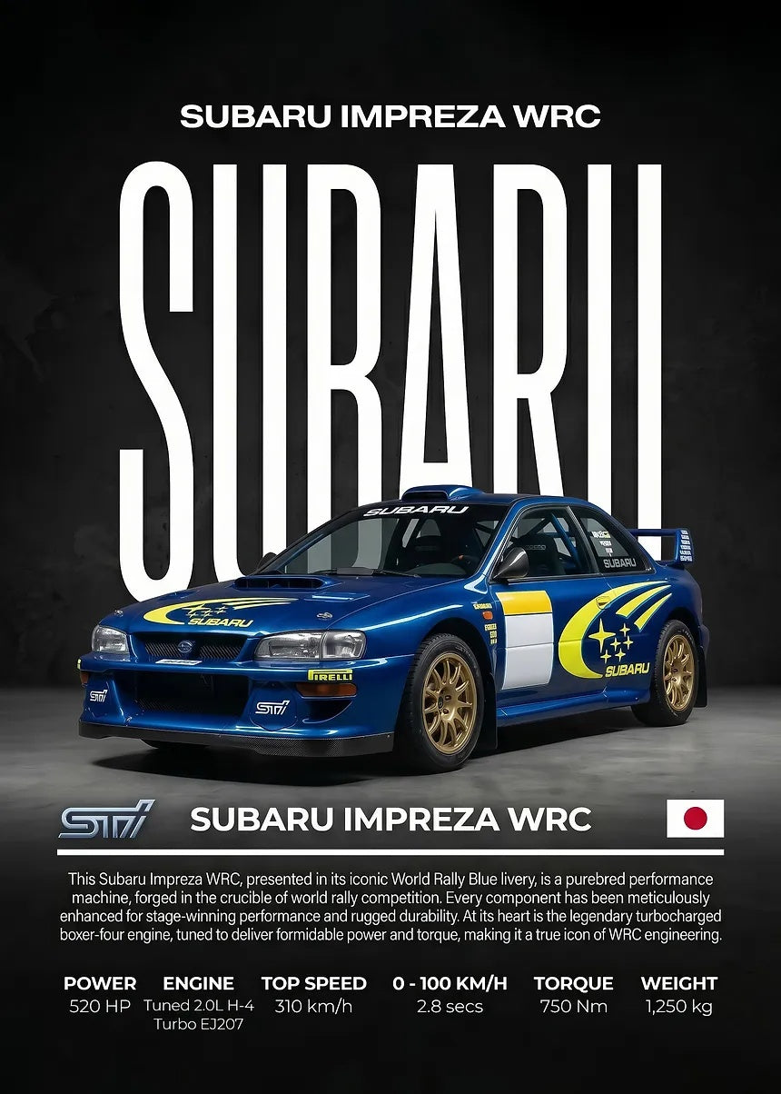 Subaru Impreza WRC metal wall art